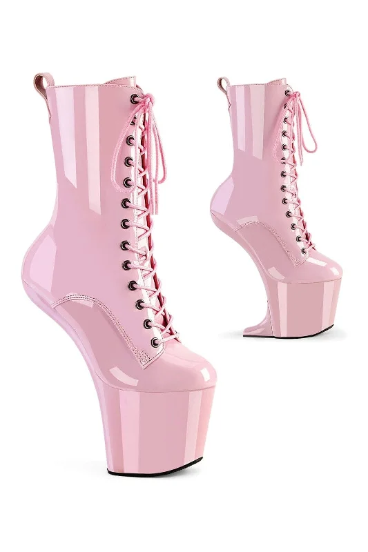 women's ankle boots with elastic sidesCRAZE-1040 Pink Patent Ankle Boot