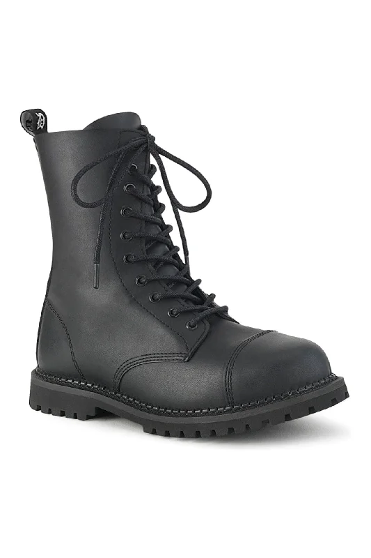 women's ankle boots for wide calvesRIOT-10 Black Vegan Leather Ankle Boot