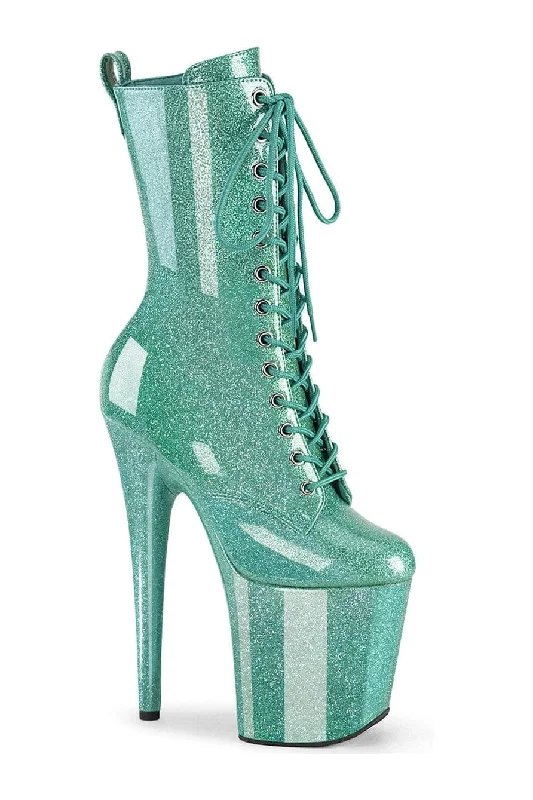 women's ankle boots for dancingFLAMINGO-1040GP Turquoise Patent Ankle Boot