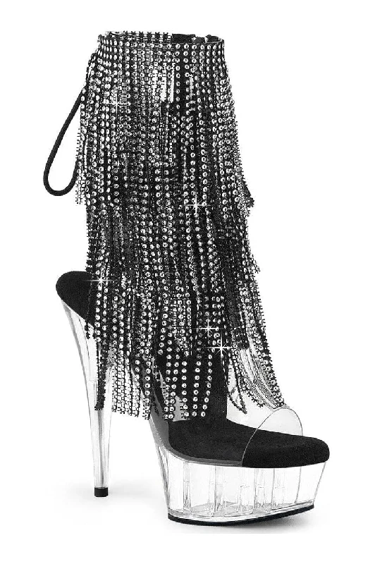 women's flat ankle bootsDELIGHT-1017RSF Clear Vinyl Ankle Boot