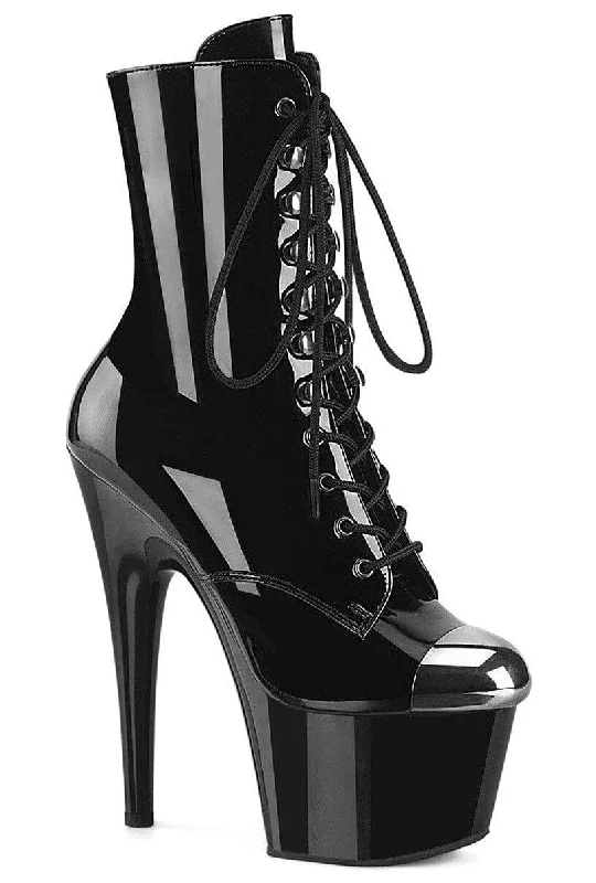women's ankle boots with hidden wedgeADORE-1020ESC Black Patent Ankle Boot