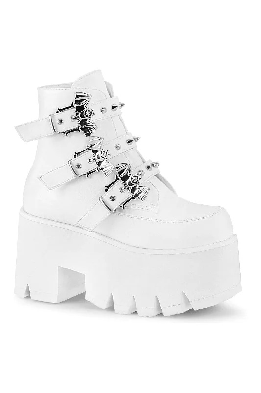 women's ankle boots with sock designASHES-55 White Vegan Leather Ankle Boot