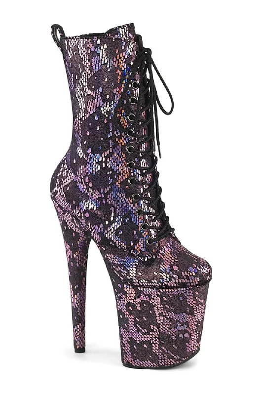 women's ankle boots with snakeskin printFLAMINGO-1040SPF Pink Faux Snake Ankle Boot