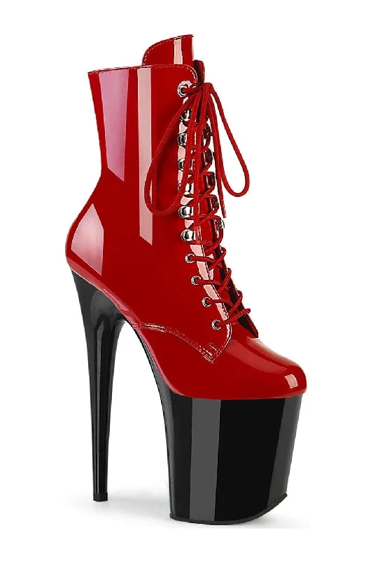women's heeled ankle bootsFLAMINGO-1020 Red Patent Ankle Boot