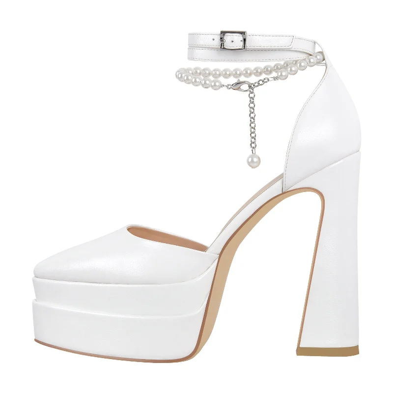 Women's lavender stiletto heel pumps for a delicate styleWhite Pointed Toe Platform Chunky Pumps Women's lavender stiletto heel pumps for a delicate styleWhite Pointed Toe Platform Chunky Pumps