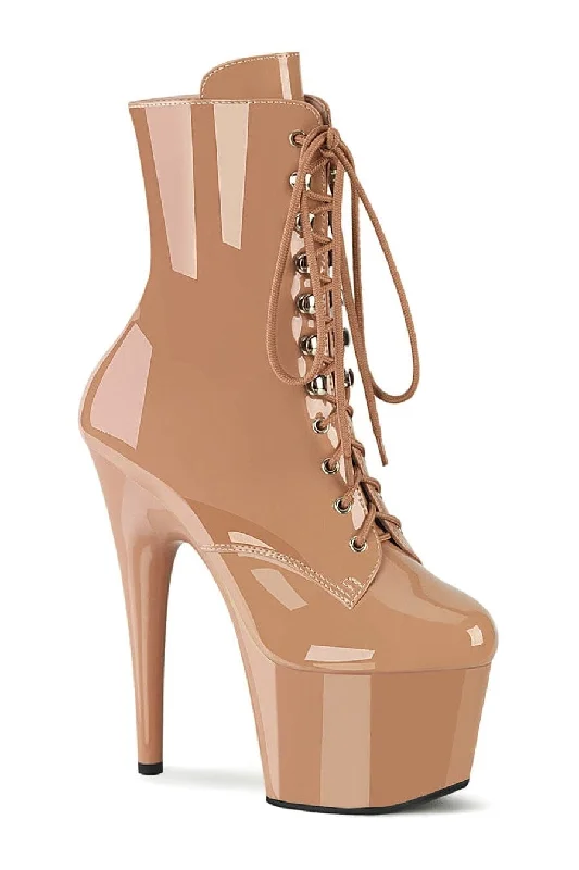 suede ankle boots for womenADORE-1020 Rose Gold Patent Ankle Boot