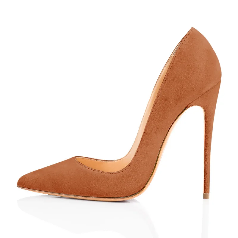 Women's faux suede stiletto heel pumps for a budget - friendly option8cm 12cm Light Brown Pointed Toe Suede Velvet Pumps Women's faux suede stiletto heel pumps for a budget - friendly option8cm 12cm Light Brown Pointed Toe Suede Velvet Pumps