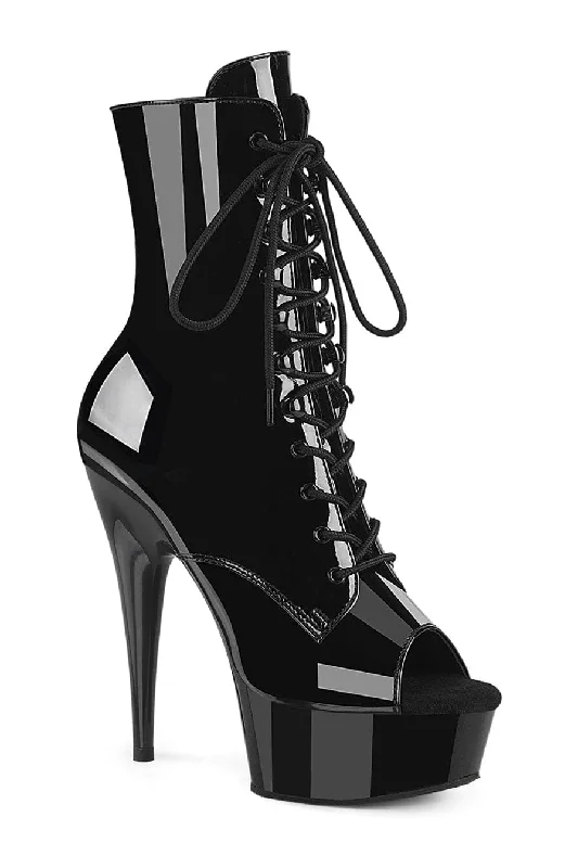 women's ankle boots with glitterDELIGHT-1021 Black Patent Ankle Boot