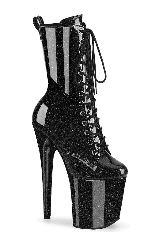 suede ankle boots for womenFLAMINGO-1040GP Black Glitter Patent Ankle Boot