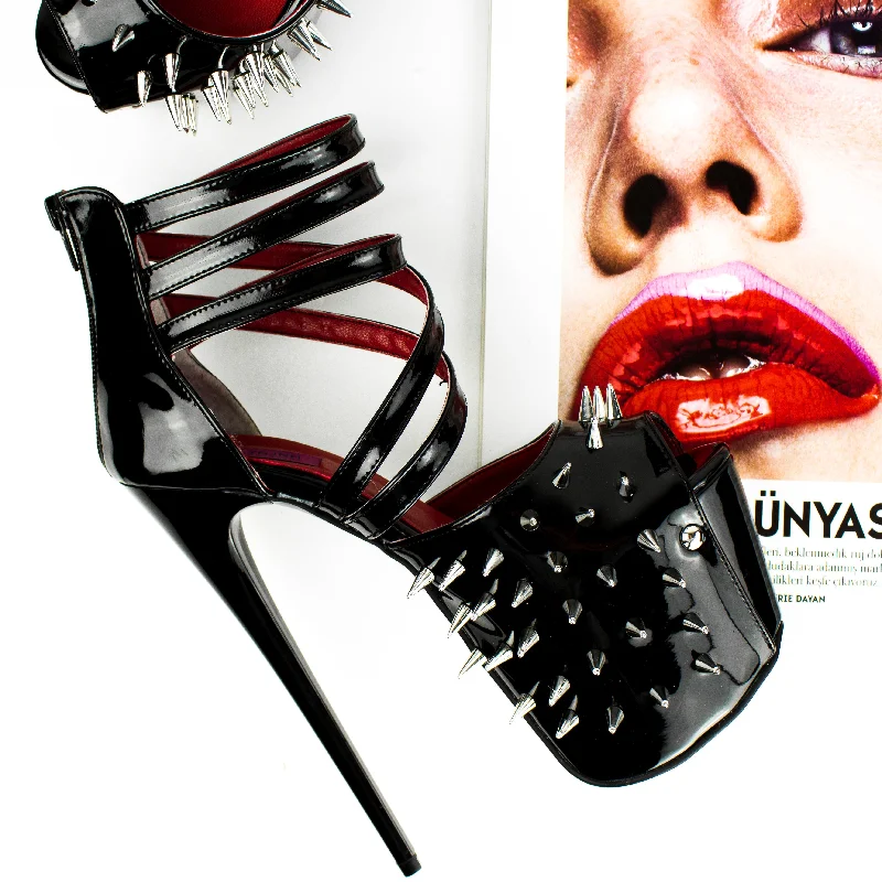 Women's satin - lined stiletto heel pumps for extra comfortBlack Gloss Spike Studded Fetish Heels Women's satin - lined stiletto heel pumps for extra comfortBlack Gloss Spike Studded Fetish Heels