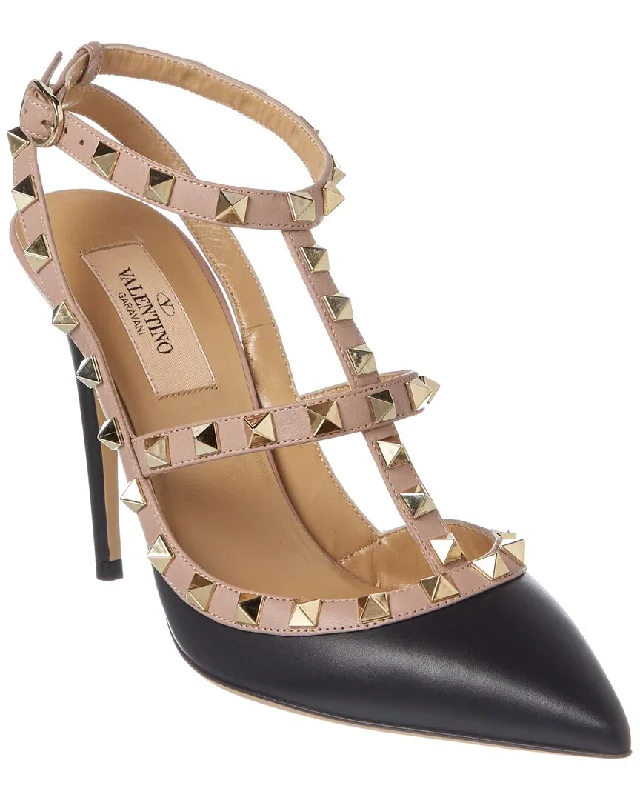 Women's padded - insole stiletto heel pumps for added comfortValentino Rockstud Caged 100 Leather Pump Women's padded - insole stiletto heel pumps for added comfortValentino Rockstud Caged 100 Leather Pump
