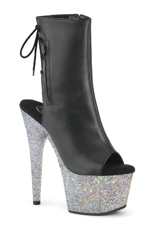 women's ankle boots with bucklesADORE-1018LG Black Faux Leather Ankle Boot