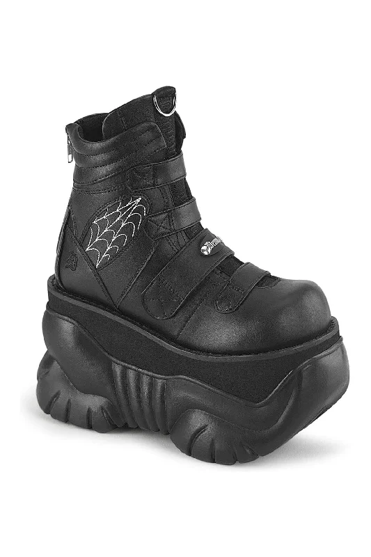 women's ankle boots with perforationsBOXER-70 Black Vegan Leather Ankle Boot