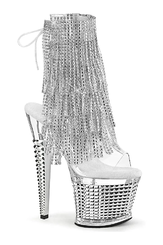 women's ankle boots for wide calvesSPECTATOR-1017RSF Clear Vinyl Ankle Boot