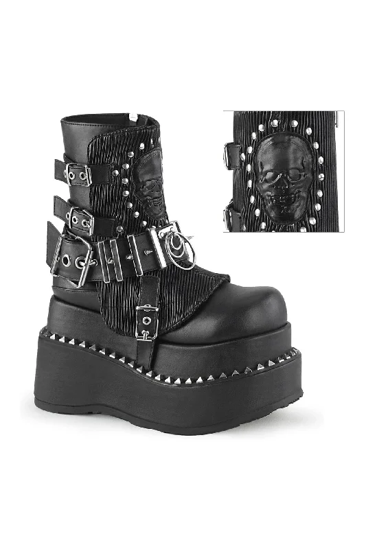 women's ankle boots for casual wearBEAR-150 Black Vegan Leather Ankle Boot