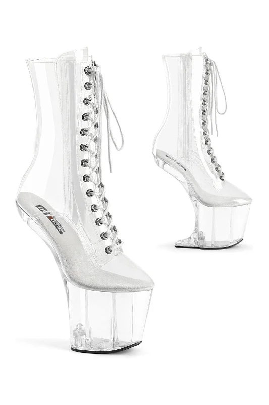 women's ankle boots for winterCRAZE-1040C Clear Vinyl Ankle Boot