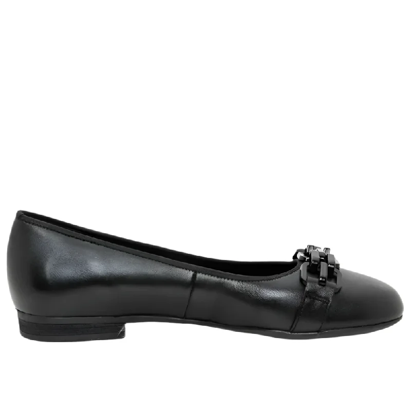 Women's casual shoes with glitter accents for a touch of glamour Ara Women's Scout Chain Ballet Flat Black Calf Leather Women's casual shoes with glitter accents for a touch of glamour Ara Women's Scout Chain Ballet Flat Black Calf Leather