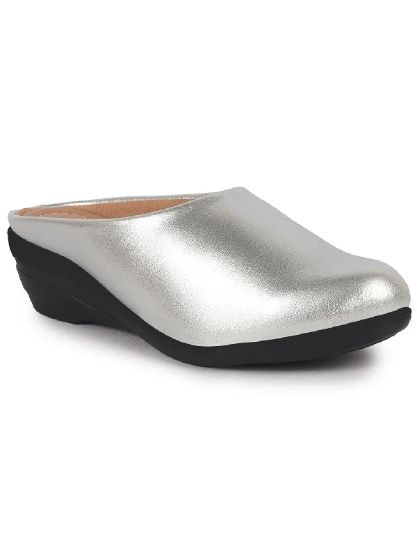 Women's casual shoes for picnics in the park Women Silver Shimmery Platform Wedge Heel Back Open Slip On Shoes for Party|Formal Dress Ballerina|Lightweight All Day Formal Shoes Women's casual shoes for picnics in the park Women Silver Shimmery Platform Wedge Heel Back Open Slip On Shoes for Party|Formal Dress Ballerina|Lightweight All Day Formal Shoes