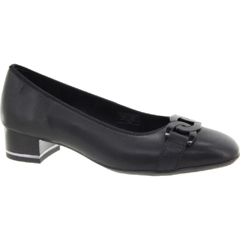 Women's casual shoes with shock - absorbing soles for a smooth stride Ara Women's Gallant Buckle Pump Black Nappa Leather
