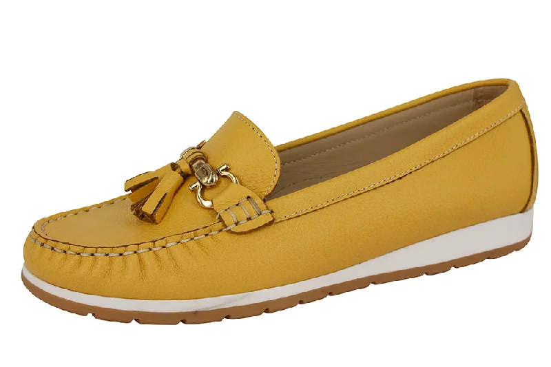 Women's Premium Leather Tassel Loafers in Dark Brown for a Classic Office Look WAAM - FLOATER MUSTARD Women's Premium Leather Tassel Loafers in Dark Brown for a Classic Office Look WAAM - FLOATER MUSTARD