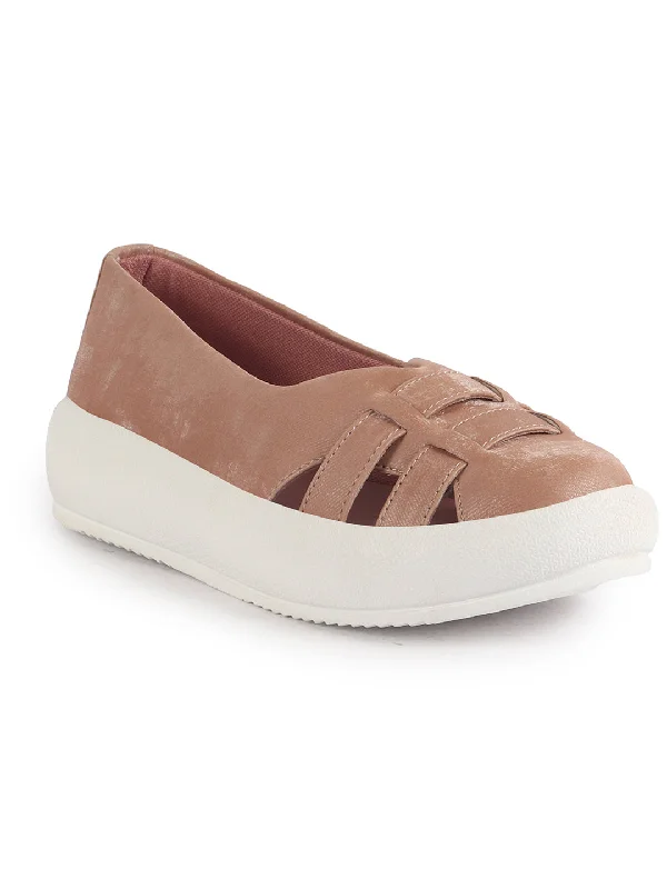 Women's casual shoes for a weekend getaway Women Peach Double Strap Velvet Height Enhancer Slip On Sneakers|Anti Skid Sole|Slip On Shoe|Office Wear Women's casual shoes for a weekend getaway Women Peach Double Strap Velvet Height Enhancer Slip On Sneakers|Anti Skid Sole|Slip On Shoe|Office Wear