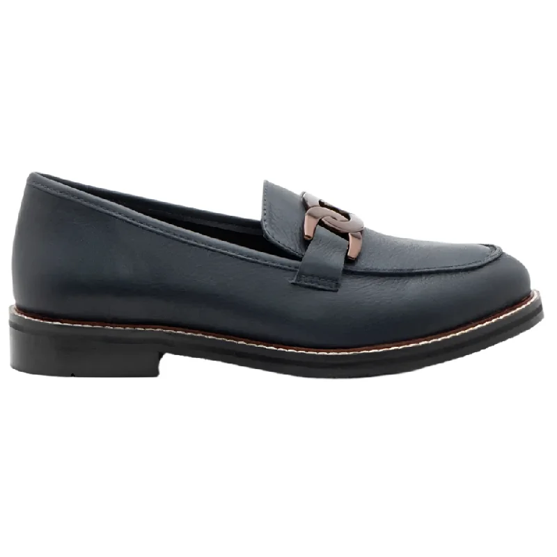Women's casual shoes for a coffee date Ara Women's Kyle II Chain Loafer Navy Calf Leather Women's casual shoes for a coffee date Ara Women's Kyle II Chain Loafer Navy Calf Leather
