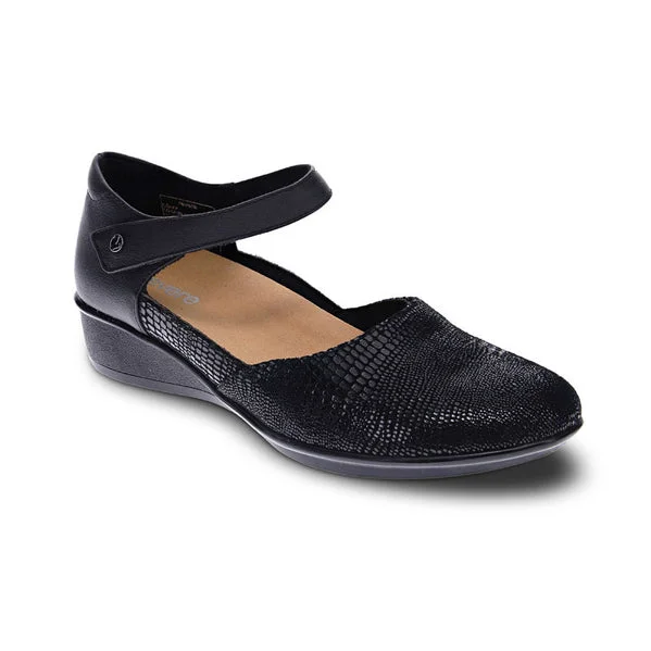 Women's casual suede shoes for a soft texture Revere Women's Osaka Mary Jane Black Lizard Women's casual suede shoes for a soft texture Revere Women's Osaka Mary Jane Black Lizard