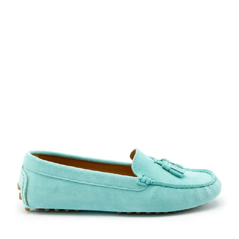 Women's Memory Foam Insole Loafers in Pink for Added Comfort Women's Tasselled Driving Loafers, aqua suede
