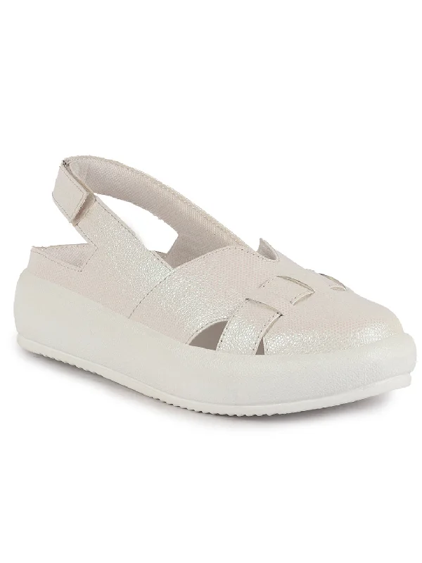 Women's casual shoes with shock - absorbing soles for a smooth stride Women White Embellished Backstrap Height Enhancer Hook and Loop Slip on Shoes|Casual Shoe|Evening Party Shoe|Anti Skid Sole Women's casual shoes with shock - absorbing soles for a smooth stride Women White Embellished Backstrap Height Enhancer Hook and Loop Slip on Shoes|Casual Shoe|Evening Party Shoe|Anti Skid Sole