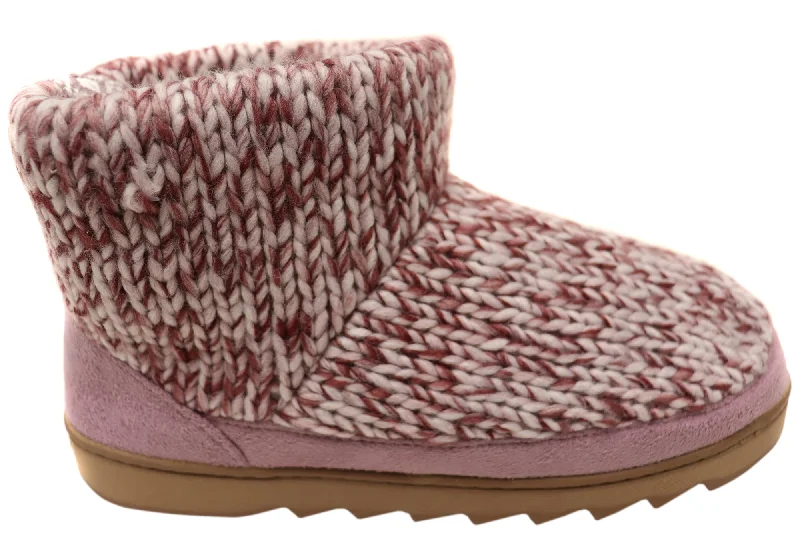Women's Shearling Lined Slippers with a Fleece Upper in Tan for Ultimate Warmth Women's Shearling Lined Slippers with a Fleece Upper in Tan for Ultimate Warmth Dearfoams Womens Comfortable Whitney Knit Bootie Slippers