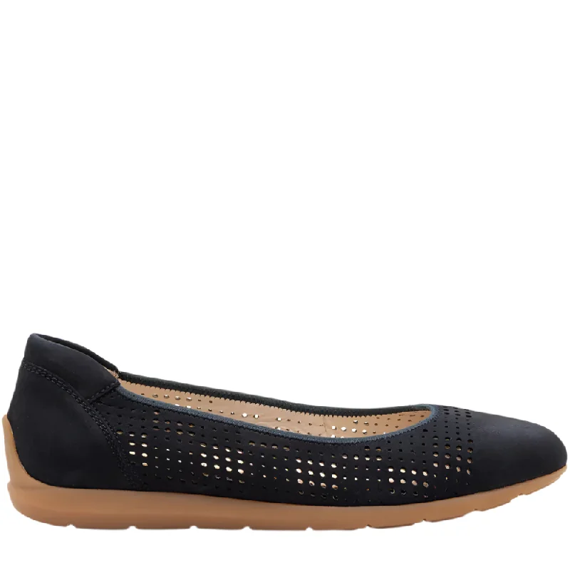 Women's casual sandals for warm - weather outings Ara Women's Sarah Perf Comfort Ballet Flat Navy Nubuck Women's casual sandals for warm - weather outings Ara Women's Sarah Perf Comfort Ballet Flat Navy Nubuck