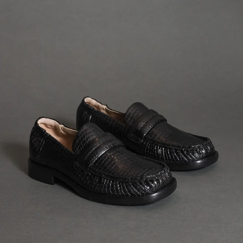 Women's Bow - Embellished Loafers in Red for a Feminine Touch M24I96901 Black