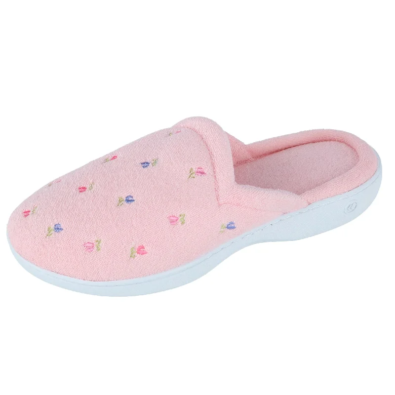 Women's Backless Slippers with a Furry Trim in Light Pink for a Cute and Casual Look Women's Terry Scalloped Embroidered Clog Slippers Women's Backless Slippers with a Furry Trim in Light Pink for a Cute and Casual Look Women's Terry Scalloped Embroidered Clog Slippers
