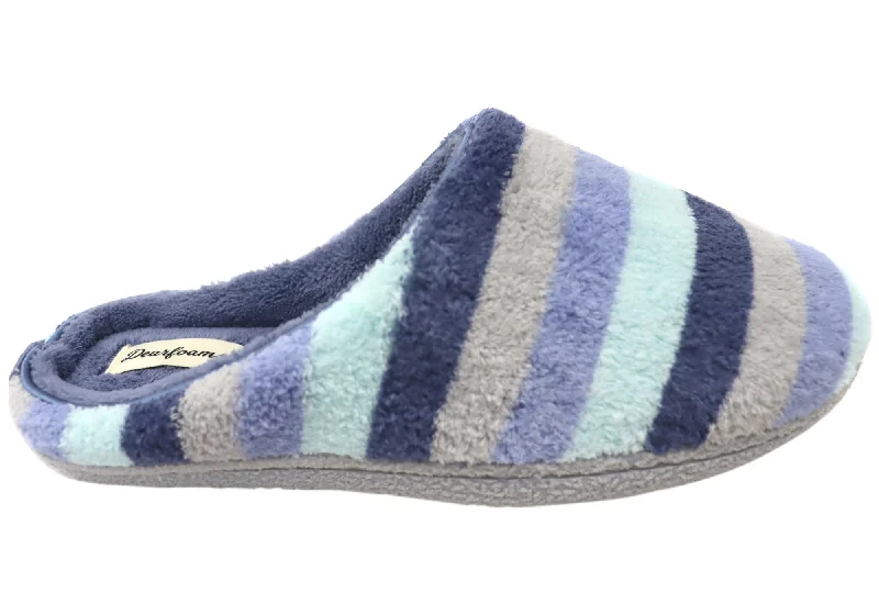 Women's Slippers with a Built - in Heel in Black for a Slightly Elevated Look Dearfoams Womens Leslie Quilted Terry Clog Wide Fit Indoor Slippers Women's Slippers with a Built - in Heel in Black for a Slightly Elevated Look Dearfoams Womens Leslie Quilted Terry Clog Wide Fit Indoor Slippers