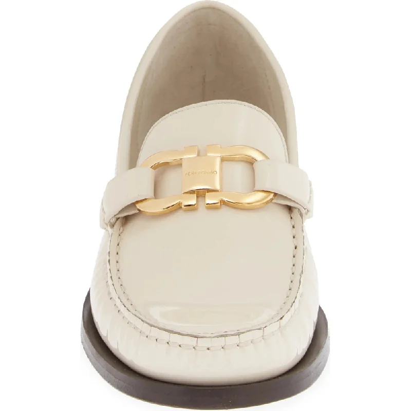 Women's Glitter - Embellished Loafers in Silver for a Sparkly Party Look Salvatore Ferragamo Women's Maryan Bit Patent Leather Loafer, Mascarpone