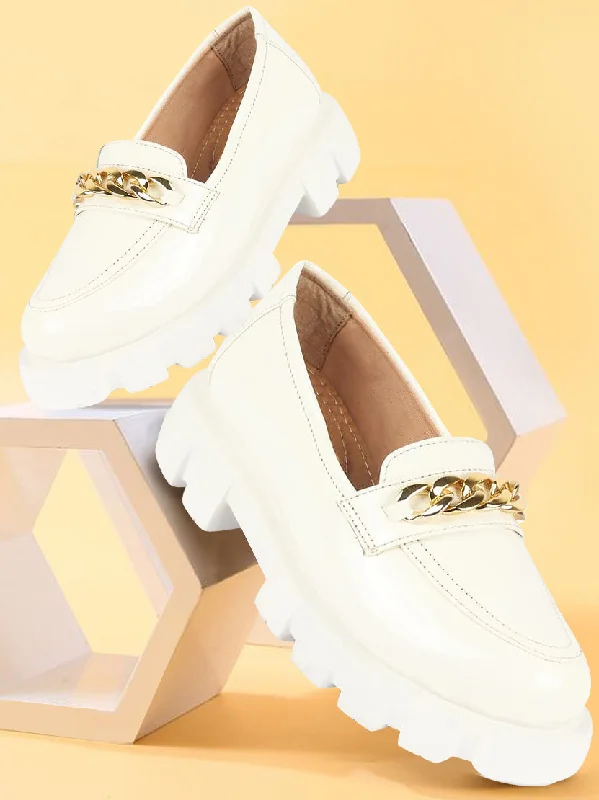 Women's casual shoes with polka - dot patterns for a fun look Women White Patent Leather Shiny Chain Buckle Classic Casual Slip On Loafer Shoes Women's casual shoes with polka - dot patterns for a fun look Women White Patent Leather Shiny Chain Buckle Classic Casual Slip On Loafer Shoes