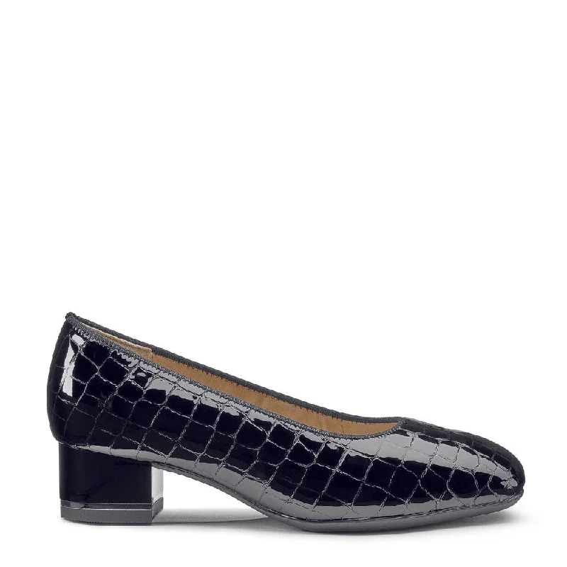 Women's casual shoes for a weekend getaway Ara Women's Gabrielle Block Heel Pump Black Print Patent Women's casual shoes for a weekend getaway Ara Women's Gabrielle Block Heel Pump Black Print Patent