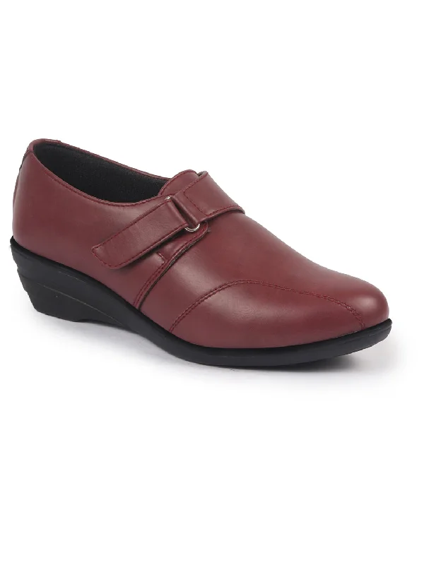 Women's casual ballet flats for a feminine look Women Maroon Outdoor Fashion Hook and Loop Platform Heel Wedges Women's casual ballet flats for a feminine look Women Maroon Outdoor Fashion Hook and Loop Platform Heel Wedges