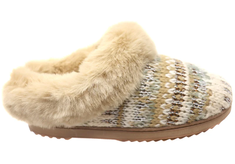 Women's Knitted Cable Pattern Slippers with a Non - Slip Sole in Cream for Indoor Comfort Dearfoams Womens Comfortable Hannah Festive Knit Clog Slippers Women's Knitted Cable Pattern Slippers with a Non - Slip Sole in Cream for Indoor Comfort Dearfoams Womens Comfortable Hannah Festive Knit Clog Slippers
