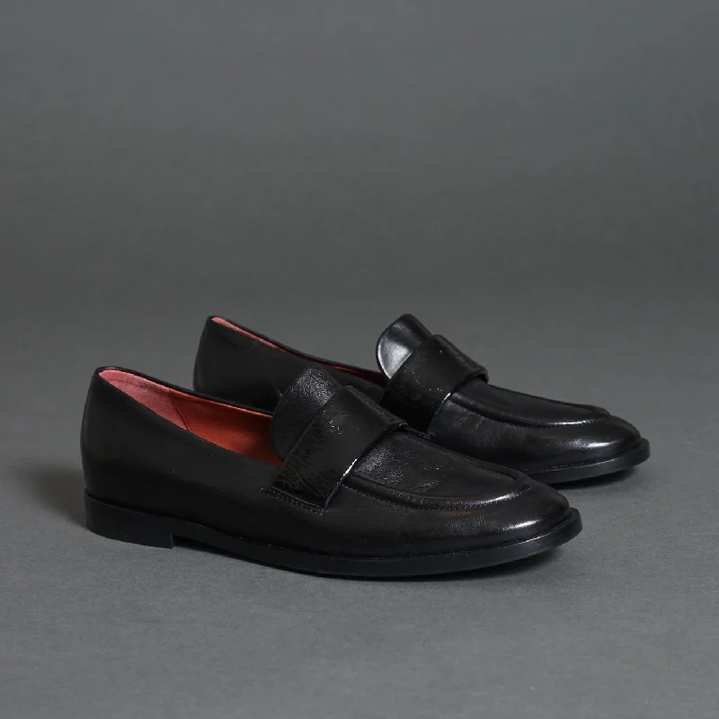 Women's Cashmere - Lined Loafers in Burgundy for Warmth in Winter 42304 Black
