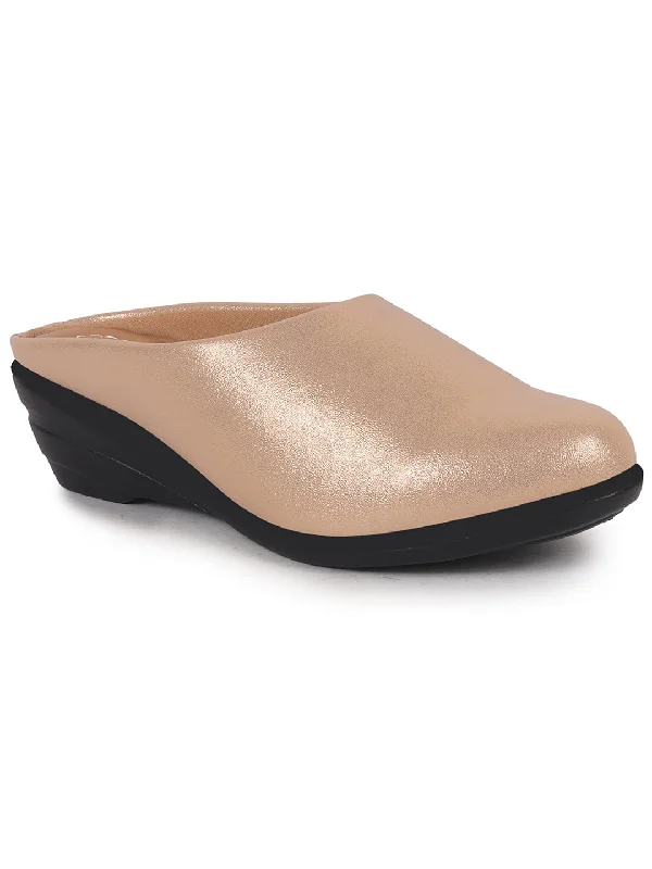 Women's casual shoes in black for a timeless color Women Rose Gold Shimmery Platform Wedge Heel Back Open Slip On Shoes for Party|Formal Dress Ballerina|Lightweight All Day Formal Shoes Women's casual shoes in black for a timeless color Women Rose Gold Shimmery Platform Wedge Heel Back Open Slip On Shoes for Party|Formal Dress Ballerina|Lightweight All Day Formal Shoes