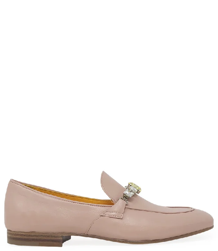 Women's Fur - Lined Loafers in Tan for a Cozy Winter Option Pink Leather Flat Jeweled Loafer Women's Fur - Lined Loafers in Tan for a Cozy Winter Option Pink Leather Flat Jeweled Loafer
