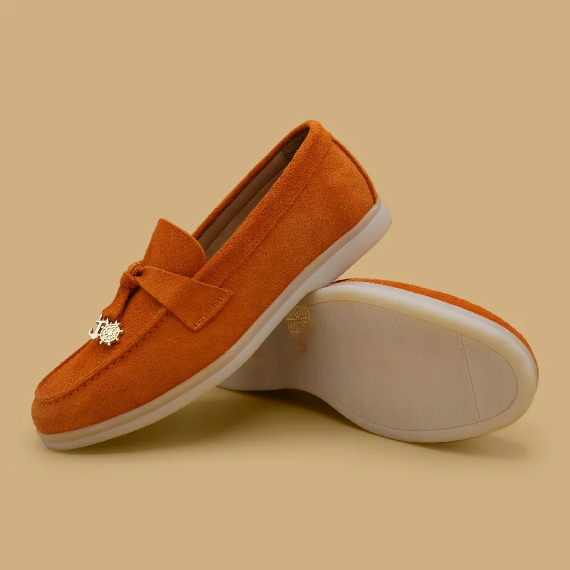 Women's Fur - Lined Loafers in Tan for a Cozy Winter Option 179 - Tangerine