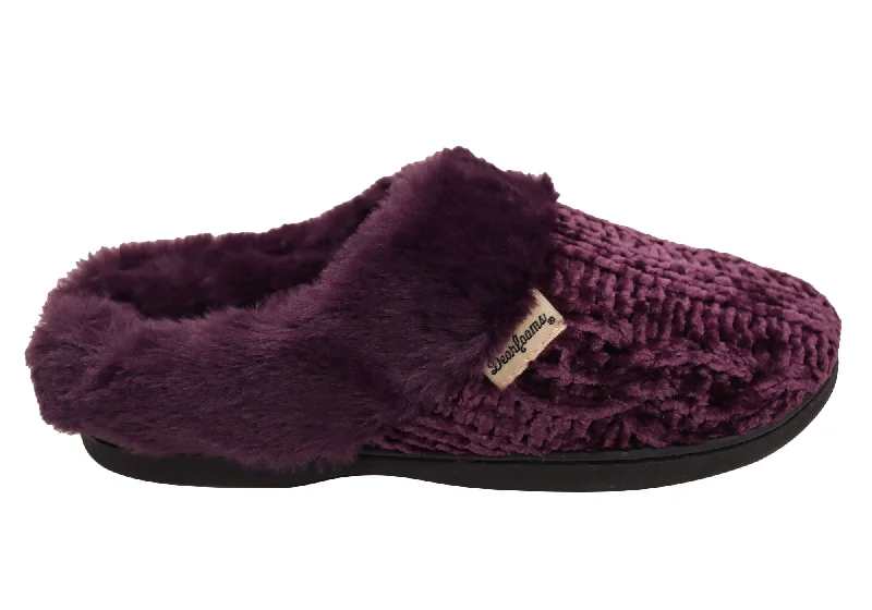 Women's Gel - Cushioned Slippers with a Soft Sole in Blue for All - Day Comfort Dearfoams Womens Comfortable Claire Marled Chenille Knit Clog Slippers Women's Gel - Cushioned Slippers with a Soft Sole in Blue for All - Day Comfort Dearfoams Womens Comfortable Claire Marled Chenille Knit Clog Slippers