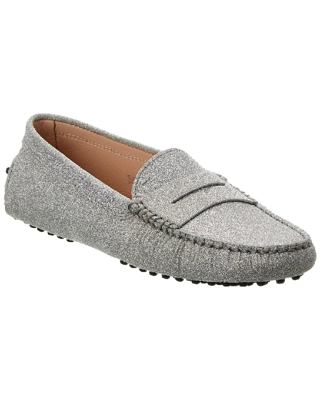 Women's Glitter - Embellished Loafers in Silver for a Sparkly Party Look Tod’S Gommini Glitter Leather Loafer Women's Glitter - Embellished Loafers in Silver for a Sparkly Party Look Tod’S Gommini Glitter Leather Loafer