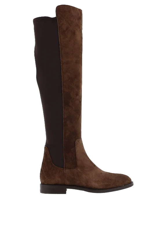 women's platform boots women's platform bootsAlpe Suede Elastic Panel Long Rider Boots, Brown