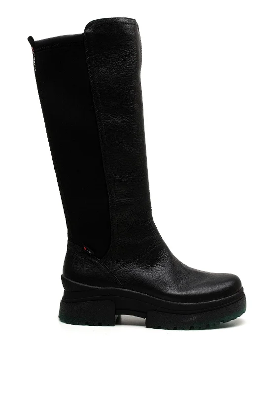 women's knee-high boots women's knee-high bootsRieker Womens Evolution Leather Stretch Panel Long Boots, Black