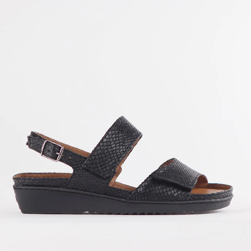 Shock - Absorbing Women's Sandals with a Soft Insole in Black for Active Lifestyles2-Strap Sandal with Removable Footbed in Black - 12655 Shock - Absorbing Women's Sandals with a Soft Insole in Black for Active Lifestyles2-Strap Sandal with Removable Footbed in Black - 12655