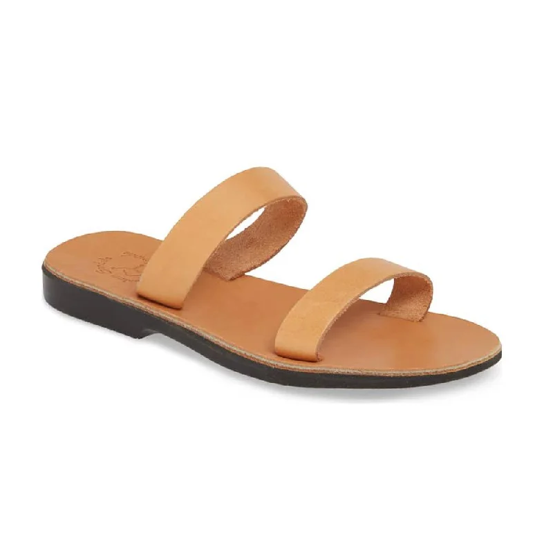 Women's Sandals with a Glitter - Coated Strap in Gold for a Sparkly Summer OutfitAda - Leather Double Strap Sandal | Tan Women's Sandals with a Glitter - Coated Strap in Gold for a Sparkly Summer OutfitAda - Leather Double Strap Sandal | Tan