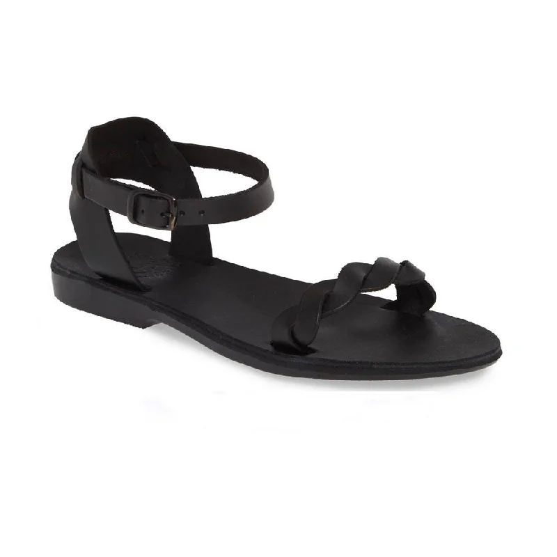 Elastic - Strap Women's Sandals with a Padded Toe in Teal for Easy On - and - OffArden - Leather Ankle Strap Sandal | Black Elastic - Strap Women's Sandals with a Padded Toe in Teal for Easy On - and - OffArden - Leather Ankle Strap Sandal | Black